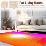 Ultra Soft Area Rug, Non Slip, Stain Resistant, Washable Area Rugs for Living Room, Bedroom, Vibrant Multicolor Abstract Expression(Orange)