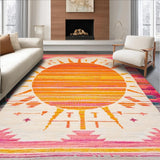Ultra Soft Area Rug, Non Slip, Stain Resistant, Washable Area Rugs for Living Room, Bedroom, Vibrant Playful Color Splash Design(Orange)