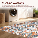 Ultra Soft Area Rug, Non Slip, Stain Resistant, Washable Area Rugs for Living Room, Bedroom, Contemporary Artsy Floral Arrangement(Gray)