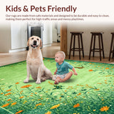 Ultra Soft Area Rug, Non Slip, Stain Resistant, Washable Area Rugs for Living Room, Bedroom, Whimsical Green Nature Scene(Green)