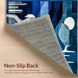 Ultra Soft Area Rug, Non Slip, Stain Resistant, Washable Area Rugs for Living Room, Bedroom, Contemporary Blue Animal Motif(Blue)