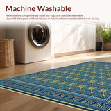Ultra Soft Area Rug, Non Slip, Stain Resistant, Washable Area Rugs for Living Room, Bedroom, Sophisticated Geometric(Blue)