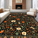 Ultra Soft Area Rug, Non Slip, Stain Resistant, Washable Area Rugs for Living Room, Bedroom, Whimsical Butterfly and Flower Theme(Black)