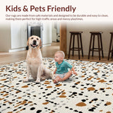 Ultra Soft Area Rug, Non Slip, Stain Resistant, Washable Area Rugs for Living Room, Bedroom, Whimsical Playful Animal Motif(Beige)