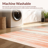 Ultra Soft Area Rug, Non Slip, Stain Resistant, Washable Area Rugs for Living Room, Bedroom, Vintage Inspired Striped Charm(Orange)