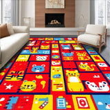 Ultra Soft Area Rug, Non Slip, Stain Resistant, Washable Area Rugs for Living Room, Bedroom, Dynamic Rainbow Animal Illustrations(Red)