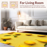 Ultra Soft Area Rug, Non Slip, Stain Resistant, Washable Area Rugs for Living Room, Bedroom, Vibrant Lemon Pattern Bathroom Non-Slip Rug(Yellow)