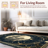 Ultra Soft Area Rug, Non Slip, Stain Resistant, Washable Area Rugs for Living Room, Bedroom, Vibrant Esoteric Cosmic Pattern(Black)