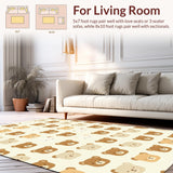 Ultra Soft Area Rug, Non Slip, Stain Resistant, Washable Area Rugs for Living Room, Bedroom, Playful Abstract Animal Pattern(Beige)