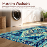 Ultra Soft Area Rug, Non Slip, Stain Resistant, Washable Area Rugs for Living Room, Bedroom, Boho Tribal Distressed Living Room Carpet(Blue)
