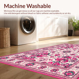 Ultra Soft Area Rug, Non Slip, Stain Resistant, Washable Area Rugs for Living Room, Bedroom, Lively Nature-Inspired Floral Design(White)