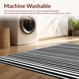 Ultra Soft Area Rug, Non Slip, Stain Resistant, Washable Area Rugs for Living Room, Bedroom, Black and White Striped Handmade Woven Design(Black)