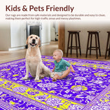 Ultra Soft Area Rug, Non Slip, Stain Resistant, Washable Area Rugs for Living Room, Bedroom, Whimsical Floral Patterned Mat(Purple)