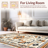 Ultra Soft Area Rug, Non Slip, Stain Resistant, Washable Area Rugs for Living Room, Bedroom, Chic Rustic Geometric Arrangement(Brown)