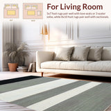 Ultra Soft Area Rug, Non Slip, Stain Resistant, Washable Area Rugs for Living Room, Bedroom, Elegant Black and White Trellis Motif(Gray)
