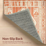 Ultra Soft Area Rug, Non Slip, Stain Resistant, Washable Area Rugs for Living Room, Bedroom, Boho Chic Area Geometric for Easy Cleaning(Orange)
