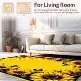 Ultra Soft Area Rug, Non Slip, Stain Resistant, Washable Area Rugs for Living Room, Bedroom, Whimsical Butterfly Patterned Accent(Yellow)