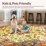 Ultra Soft Area Rug, Non Slip, Stain Resistant, Washable Area Rugs for Living Room, Bedroom, Contemporary Bright Floral Delight(Gold)