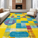 Ultra Soft Area Rug, Non Slip, Stain Resistant, Washable Area Rugs for Living Room, Bedroom, Dynamic Modern Brushstroke Design(Yellow)