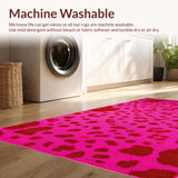 Ultra Soft Area Rug, Non Slip, Stain Resistant, Washable Area Rugs for Living Room, Bedroom, Joyful Pink Safari Inspired Style(Pink)