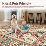 Ultra Soft Area Rug, Non Slip, Stain Resistant, Washable Area Rugs for Living Room, Bedroom, Stylish Minimalist Tribal Elements(Red)