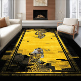 Ultra Soft Area Rug, Non Slip, Stain Resistant, Washable Area Rugs for Living Room, Bedroom, Whimsical Yellow Ethnic Style(Gold)