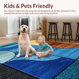 Ultra Soft Area Rug, Non Slip, Stain Resistant, Washable Area Rugs for Living Room, Bedroom, Artistic Hole Design Bedroom Plush Area Rug(Blue)
