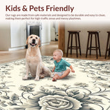 Elegant Floral Medallion in Smoke and Beige Non Shedding(Beige)