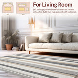 Ultra Soft Area Rug, Non Slip, Stain Resistant, Washable Area Rugs for Living Room, Bedroom, Modern Grey Area Featuring Beige Stripes and Subtle Textures(Gray)