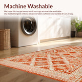 Ultra Soft Area Rug, Non Slip, Stain Resistant, Washable Area Rugs for Living Room, Bedroom, Elegant Striped Rustic Harmony(Orange)