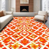 Ultra Soft Area Rug, Non Slip, Stain Resistant, Washable Area Rugs for Living Room, Bedroom, Rustic Textured Ogee Arrangement(Orange)