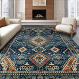 Ultra Soft Area Rug, Non Slip, Stain Resistant, Washable Area Rugs for Living Room, Bedroom, Colorful Ethnic Patterned Rug(Blue)