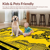 Ultra Soft Area Rug, Non Slip, Stain Resistant, Washable Area Rugs for Living Room, Bedroom, Artistic Yellow Animal Motif(Yellow)