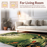 Ultra Soft Area Rug, Non Slip, Stain Resistant, Washable Area Rugs for Living Room, Bedroom, Charming Multicolor Coastal Aesthetic(Green)