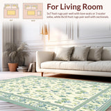 Ultra Soft Area Rug, Non Slip, Stain Resistant, Washable Area Rugs for Living Room, Bedroom, Rustic Whimsical Blooming Nature Theme(Beige)