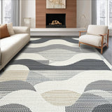 Ultra Soft Area Rug, Non Slip, Stain Resistant, Washable Area Rugs for Living Room, Bedroom, Softly Textured Scallop Visual(Gray)