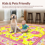 Ultra Soft Area Rug, Non Slip, Stain Resistant, Washable Area Rugs for Living Room, Bedroom, Vibrant Groovy Flower Arrangement(Yellow)