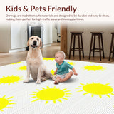 Ultra Soft Area Rug, Non Slip, Stain Resistant, Washable Area Rugs for Living Room, Bedroom, Playful Gray Yellow Whimsy(Yellow)