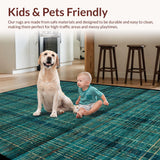Ultra Soft Area Rug, Non Slip, Stain Resistant, Washable Area Rugs for Living Room, Bedroom, Striking Teal Rug, Modern Abstract Print(Blue)