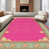 Ultra Soft Area Rug, Non Slip, Stain Resistant, Washable Area Rugs for Living Room, Bedroom, Stylish Distressed Pink Lattice Design(Pink)