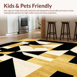 Ultra Soft Area Rug, Non Slip, Stain Resistant, Washable Area Rugs for Living Room, Bedroom, Abstract Pattern Kitchen Throw with Gold Highlights(Gold)