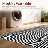 Ultra Soft Area Rug, Non Slip, Stain Resistant, Washable Area Rugs for Living Room, Bedroom, Striped Woven Rug: Farmhouse Style Area Rug(Black)