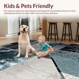 Ultra Soft Area Rug, Non Slip, Stain Resistant, Washable Area Rugs for Living Room, Bedroom, Abstract Gray Geometric Living Room Plush Rug(Blue)