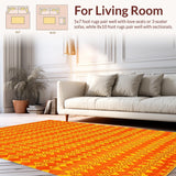 Ultra Soft Area Rug, Non Slip, Stain Resistant, Washable Area Rugs for Living Room, Bedroom, Contemporary Whimsical Character Design(Orange)