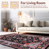 Vibrant Retro Botanical Print(Black)