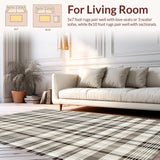 Ultra Soft Area Rug, Non Slip, Stain Resistant, Washable Area Rugs for Living Room, Bedroom, Contemporary Soft Beige Checkers(Beige)