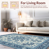 Ultra Soft Area Rug, Non Slip, Stain Resistant, Washable Area Rugs for Living Room, Bedroom, Colorful Urban Symmetrical Elements(White)