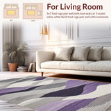 Ultra Soft Area Rug, Non Slip, Stain Resistant, Washable Area Rugs for Living Room, Bedroom, Contemporary Artistic Swirl Design(Purple)