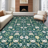 Ultra Soft Area Rug, Non Slip, Stain Resistant, Washable Area Rugs for Living Room, Bedroom, Rustic Textured Lattice Design(Green)