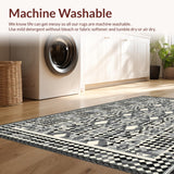 Ultra Soft Area Rug, Non Slip, Stain Resistant, Washable Area Rugs for Living Room, Bedroom, Vibrant Modern Trellis Design(Gray)